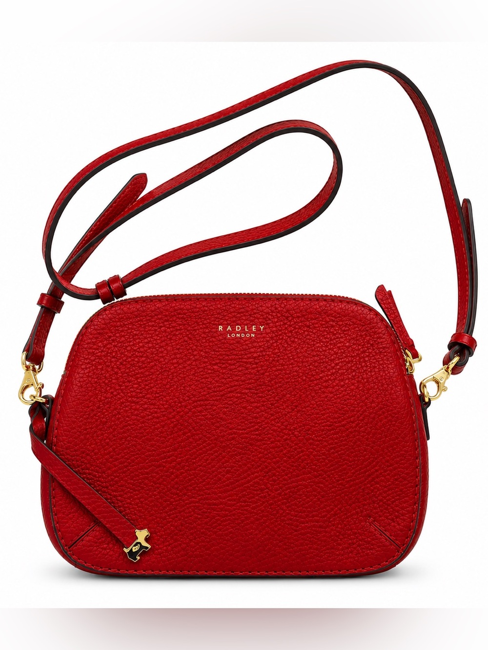 Radley London Leather Dukes Place Medium Zip-Top Crossbody Bag Red Gold New